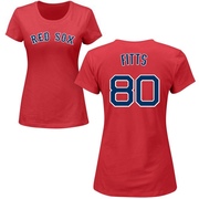 Women's Boston Red Sox Richard Fitts ＃80 Roster Name & Number T-Shirt - Red