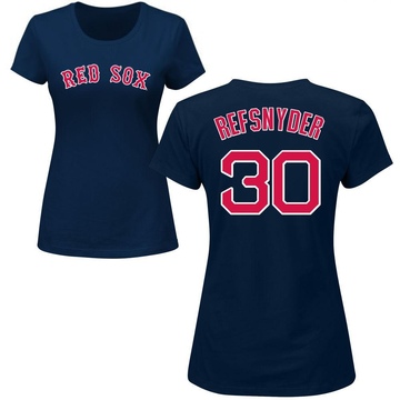 Women's Boston Red Sox Rob Refsnyder ＃30 Roster Name & Number T-Shirt - Navy