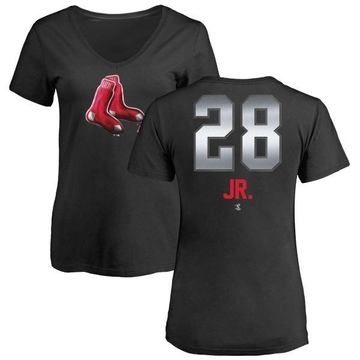 Women's Boston Red Sox Robbie Ross Jr. ＃28 Midnight Mascot V-Neck T-Shirt - Black