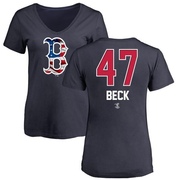 Women's Boston Red Sox Rod Beck ＃47 Name and Number Banner Wave V-Neck T-Shirt - Navy