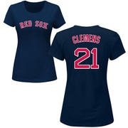 Women's Boston Red Sox Roger Clemens ＃21 Roster Name & Number T-Shirt - Navy