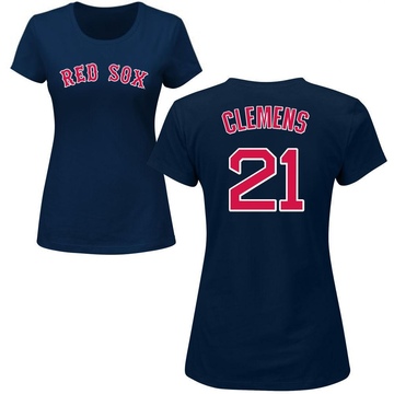 Women's Boston Red Sox Roger Clemens ＃21 Roster Name & Number T-Shirt - Navy