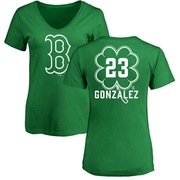 Women's Boston Red Sox Romy Gonzalez ＃23 Dubliner Name & Number V-Neck T-Shirt Kelly - Green