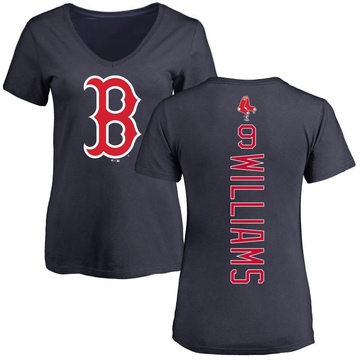 Women's Boston Red Sox Ted Williams ＃9 Backer Slim Fit T-Shirt - Navy