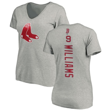 Women's Boston Red Sox Ted Williams ＃9 Backer Slim Fit T-Shirt Ash