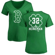 Women's Boston Red Sox Tyler Heineman ＃32 Dubliner Name & Number V-Neck T-Shirt Kelly - Green