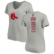 Women's Boston Red Sox Wade Boggs ＃26 Backer Slim Fit T-Shirt Ash