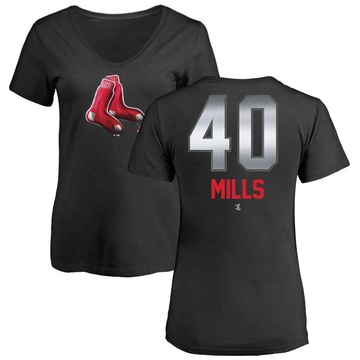 Women's Boston Red Sox Wyatt Mills ＃40 Midnight Mascot V-Neck T-Shirt - Black