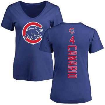 Women's Chicago Cubs Alexander Canario ＃4 Backer Slim Fit T-Shirt - Royal