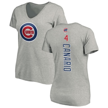 Women's Chicago Cubs Alexander Canario ＃4 Backer Slim Fit T-Shirt Ash