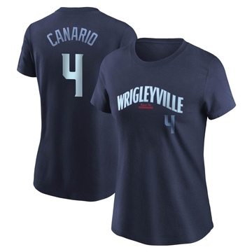 Women's Chicago Cubs Alexander Canario ＃4 City Connect Name & Number T-Shirt - Navy