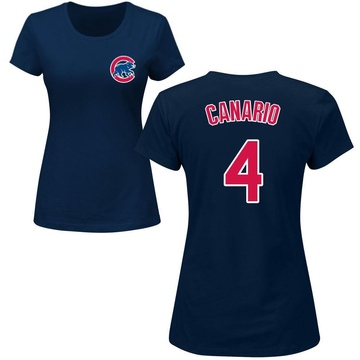 Women's Chicago Cubs Alexander Canario ＃4 Roster Name & Number T-Shirt - Navy