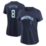 Women's Chicago Cubs Andre Dawson ＃8 City Connect Name & Number T-Shirt - Navy