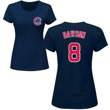 Women's Chicago Cubs Andre Dawson ＃8 Roster Name & Number T-Shirt - Navy