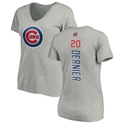 Women's Chicago Cubs Bob Dernier ＃20 Backer Slim Fit T-Shirt Ash