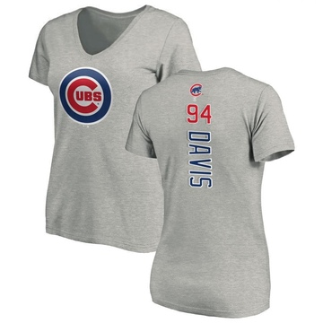 Women's Chicago Cubs Brennen Davis ＃94 Backer Slim Fit T-Shirt Ash