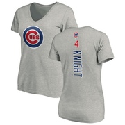 Women's Chicago Cubs Caleb Knight ＃4 Backer Slim Fit T-Shirt Ash