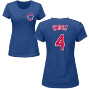 Women's Chicago Cubs Caleb Knight ＃4 Roster Name & Number T-Shirt - Royal