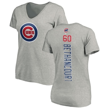 Women's Chicago Cubs Christian Bethancourt ＃60 Backer Slim Fit T-Shirt Ash