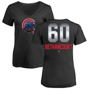 Women's Chicago Cubs Christian Bethancourt ＃60 Midnight Mascot V-Neck T-Shirt - Black