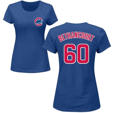 Women's Chicago Cubs Christian Bethancourt ＃60 Roster Name & Number T-Shirt - Royal