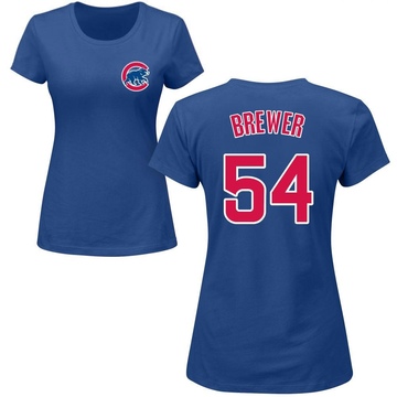 Women's Chicago Cubs Colten Brewer ＃54 Roster Name & Number T-Shirt - Royal