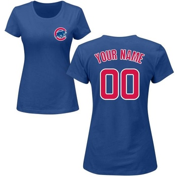 Women's Chicago Cubs Custom ＃00 Roster Name & Number T-Shirt - Royal