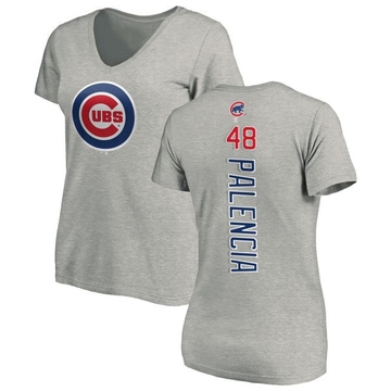 Women's Chicago Cubs Daniel Palencia ＃48 Backer Slim Fit T-Shirt Ash