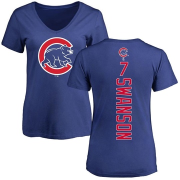 Women's Chicago Cubs Dansby Swanson ＃7 Backer Slim Fit T-Shirt - Royal