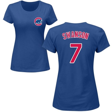 Women's Chicago Cubs Dansby Swanson ＃7 Roster Name & Number T-Shirt - Royal