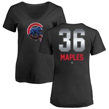 Women's Chicago Cubs Dillon Maples ＃36 Midnight Mascot V-Neck T-Shirt - Black