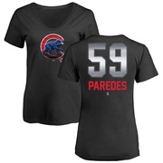 Women's Chicago Cubs Enoli Paredes ＃59 Midnight Mascot V-Neck T-Shirt - Black