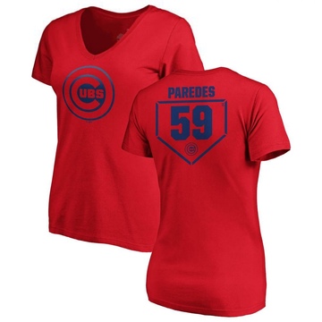 Women's Chicago Cubs Enoli Paredes ＃59 RBI Slim Fit V-Neck T-Shirt - Red