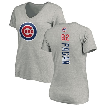 Women's Chicago Cubs Ezequiel Pagan ＃82 Backer Slim Fit T-Shirt Ash