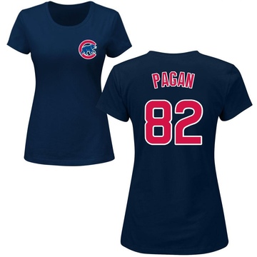 Women's Chicago Cubs Ezequiel Pagan ＃82 Roster Name & Number T-Shirt - Navy