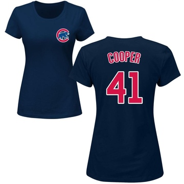 Women's Chicago Cubs Garrett Cooper ＃41 Roster Name & Number T-Shirt - Navy