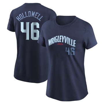 Women's Chicago Cubs Gavin Hollowell ＃46 City Connect Name & Number T-Shirt - Navy