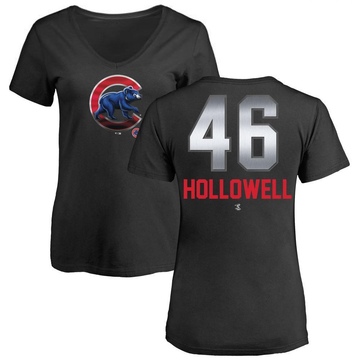 Women's Chicago Cubs Gavin Hollowell ＃46 Midnight Mascot V-Neck T-Shirt - Black