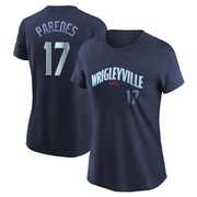 Women's Chicago Cubs Isaac Paredes ＃17 City Connect Name & Number T-Shirt - Navy