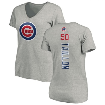 Women's Chicago Cubs Jameson Taillon ＃50 Backer Slim Fit T-Shirt Ash