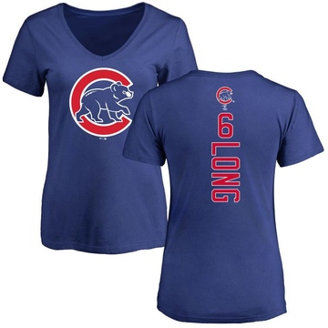 Women's Chicago Cubs Jonathon Long ＃6 Backer Slim Fit T-Shirt - Royal