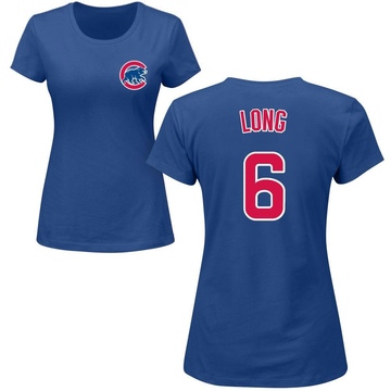 Women's Chicago Cubs Jonathon Long ＃6 Roster Name & Number T-Shirt - Royal