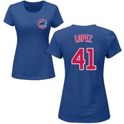 Women's Chicago Cubs Jorge Lopez ＃41 Roster Name & Number T-Shirt - Royal