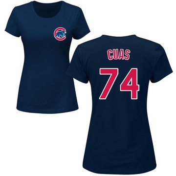 Women's Chicago Cubs Jose Cuas ＃74 Roster Name & Number T-Shirt - Navy