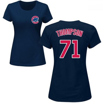 Women's Chicago Cubs Keegan Thompson ＃71 Roster Name & Number T-Shirt - Navy