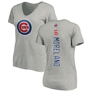 Women's Chicago Cubs Keith Moreland ＃6 Backer Slim Fit T-Shirt Ash