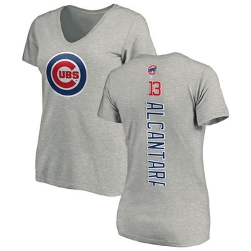 Women's Chicago Cubs Kevin Alcantara ＃13 Backer Slim Fit T-Shirt Ash