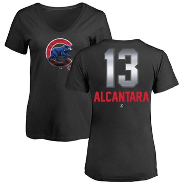 Women's Chicago Cubs Kevin Alcantara ＃13 Midnight Mascot V-Neck T-Shirt - Black