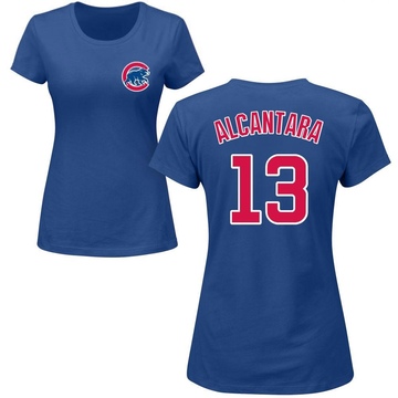 Women's Chicago Cubs Kevin Alcantara ＃13 Roster Name & Number T-Shirt - Royal