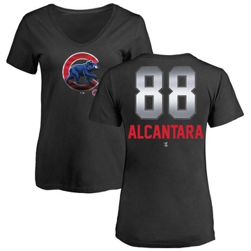 Women's Chicago Cubs Kevin Alcantara ＃88 Midnight Mascot V-Neck T-Shirt - Black